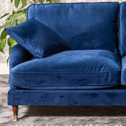 Mackenzie 2 Seater Blue Plush Velvet Sofa - Artemis Home - Wilko - thumbnail 3