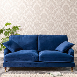 Mackenzie 2 Seater Blue Plush Velvet Sofa - Artemis Home - Wilko - thumbnail 5