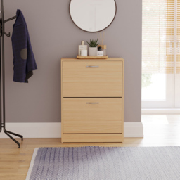 Vida Designs Pine Effect 2 Drawer Shoe Cabinet - Size: 80 x 60 x 24cm - Wood - Wilko - thumbnail 4