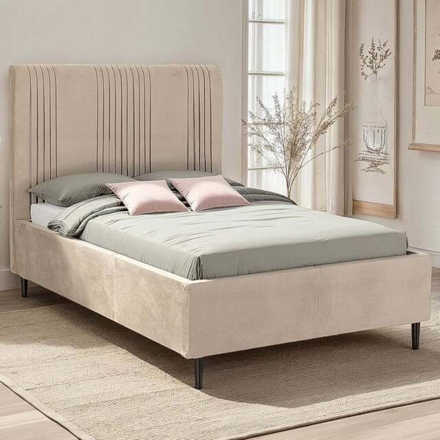 Seconique Maine King Size Taupe Velvet Fabric Bed Frame - Wilko - image 1