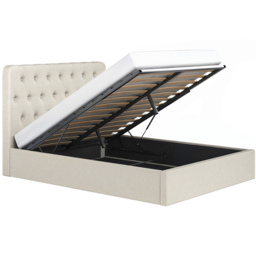 Flair Marley King Size Beige Woven Fabric Ottoman Bed with Buttoned Headboard - Cream - Wilko - thumbnail 4