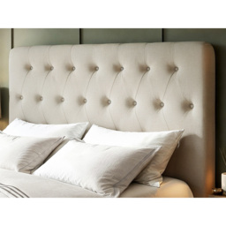 Flair Marley King Size Beige Woven Fabric Ottoman Bed with Buttoned Headboard - Cream - Wilko - thumbnail 6