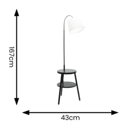 ValueLights Crowther Single Shelf Dark Wood Fabric Shade Table Tripod LED Floor Lamp - Size: 167 x 43 x 43cm - Black - Wilko - thumbnail 7