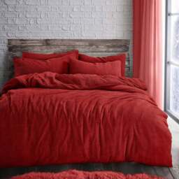 Velosso Single Red Teddy Fleece Duvet Set - Wilko