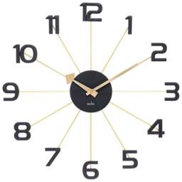 Acctim Astraea Gold and Black Spoke Wall Clock - Size: 4.5 x 49.2 x 49.2cm - Multi - Wilko