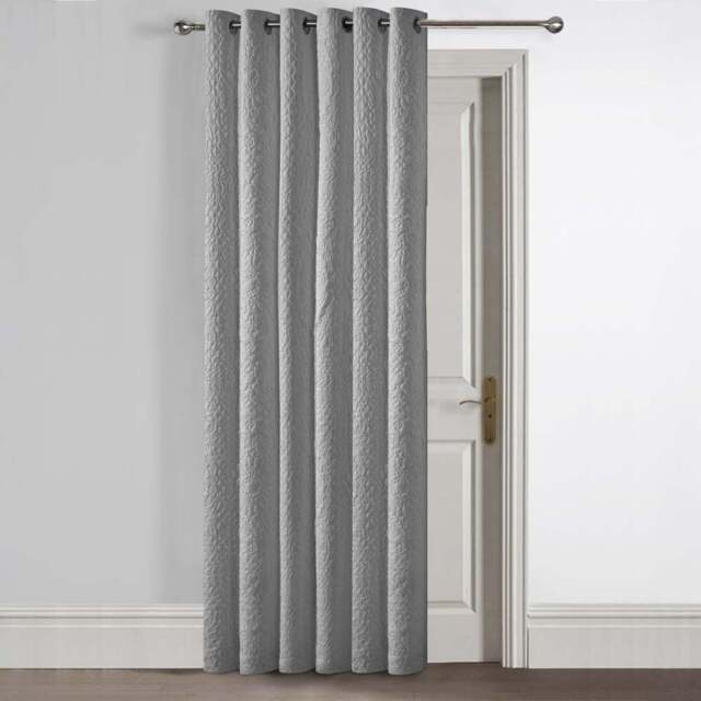 Velosso Winchester Grey Pinsonic Blackout Door Curtain Panel 117 x 213cm - Size: W 117 x D 213cm - Wilko - image 1