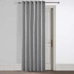 Velosso Winchester Grey Pinsonic Blackout Door Curtain Panel 117 x 213cm - Size: W 117 x D 213cm - Wilko - thumbnail 1