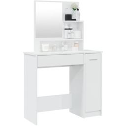 vidaXL Single Door Single Wide Drawer High Gloss White Dressing Table with Mirror - Size: 136 x 86.5 x 35cm - Wilko - thumbnail 5