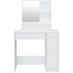 vidaXL Single Door Single Wide Drawer High Gloss White Dressing Table with Mirror - Size: 136 x 86.5 x 35cm - Wilko - thumbnail 7