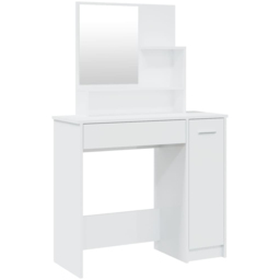 vidaXL Single Door Single Wide Drawer High Gloss White Dressing Table with Mirror - Size: 136 x 86.5 x 35cm - Wilko - thumbnail 3