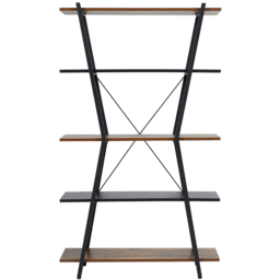H&O Direct 5 Shelf Industrial Open Bookshelf - Brown - Wilko - thumbnail 3