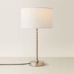 ValueLights Maeve White and Chrome Drum Shade Bobbin Bobble Table Lamp and LED Bulb - Size: 37.3 x 25 x 25cm - Silver - Wilko - thumbnail 6