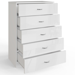 FWStyle Chilton 5 Drawer White Gloss Chest of Drawers - Wilko - thumbnail 4