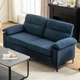 Living and Home 2 Seater Blue Chenille Sofa - Wilko - thumbnail 1