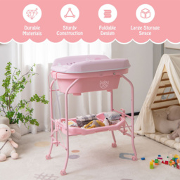Costway Pink 2 in 1 Baby Station with Bathtub - Size: 84 x 53 x 37cm - Wilko - thumbnail 5