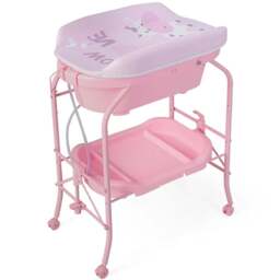 Costway Pink 2 in 1 Baby Station with Bathtub - Size: 84 x 53 x 37cm - Wilko