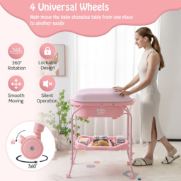 Costway Pink 2 in 1 Baby Station with Bathtub - Size: 84 x 53 x 37cm - Wilko - thumbnail 7