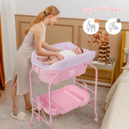 Costway Pink 2 in 1 Baby Station with Bathtub - Size: 84 x 53 x 37cm - Wilko - thumbnail 4