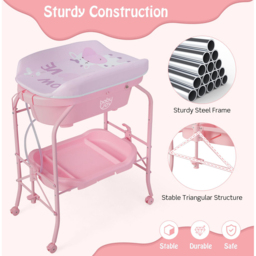Costway Pink 2 in 1 Baby Station with Bathtub - Size: 84 x 53 x 37cm - Wilko - thumbnail 6
