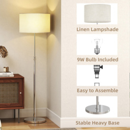 HOMCOM Dimmable Standing Floor Lamp - Size: 38 x 46 x 46cm - Silver - Wilko - thumbnail 7