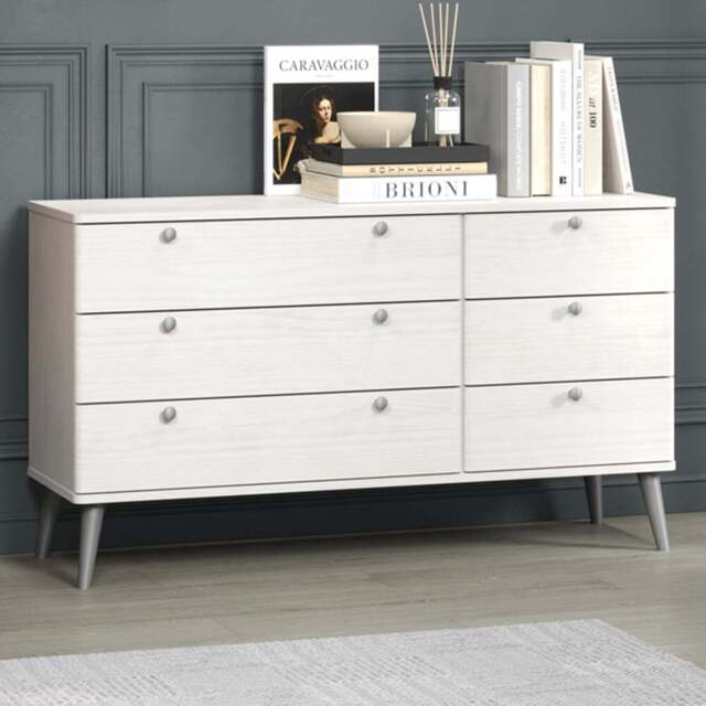 Core Products Augusta Curve 3 Plus 3 Drawer Wide Chest of Drawers - White - Wilko - image 1
