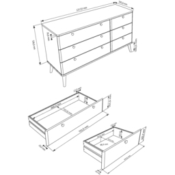 Core Products Augusta Curve 3 Plus 3 Drawer Wide Chest of Drawers - White - Wilko - thumbnail 6