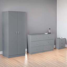 Vida Designs Riano Grey 3 Piece Narrow Bedroom Furniture Set - Wilko - thumbnail 1