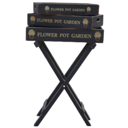 Acacia Home Black Wooden Garden Toffee Tray Set 3 - Size: 78.0 cm x 56.0 cm x 38.0 cmcm - Wilko