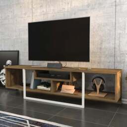 Decorotika Asal 3 Shelf Oud Oak and White Modern TV Unit - Size: 40 x 149.4 x 35.2cm - Multi - Wilko - thumbnail 1