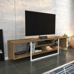 Decorotika Asal 3 Shelf Oud Oak and White Modern TV Unit - Size: 40 x 149.4 x 35.2cm - Multi - Wilko - thumbnail 5