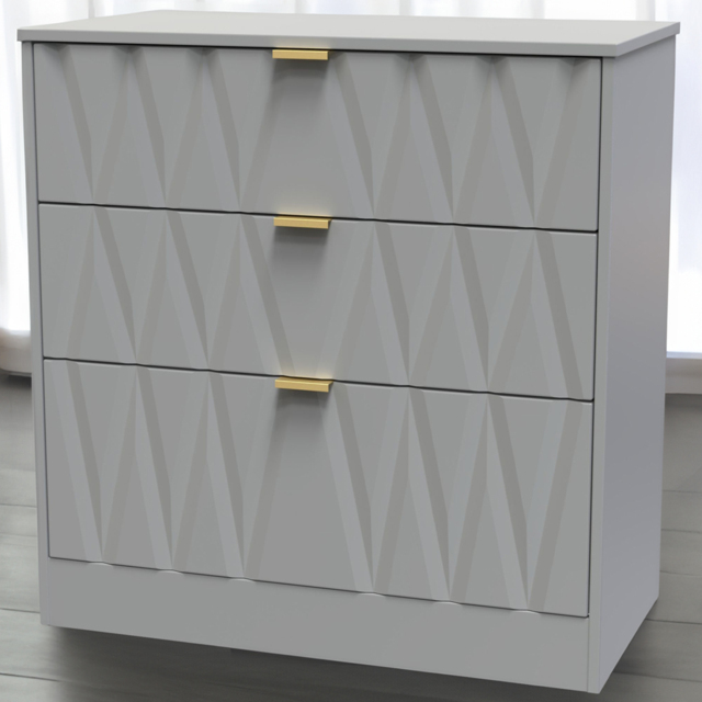 Crowndale Las Vegas Dusk Grey 3 Drawer Deep Chest of Drawers Ready Assembled - Wilko - image 1