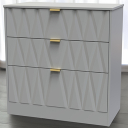 Crowndale Las Vegas Dusk Grey 3 Drawer Deep Chest of Drawers Ready Assembled - Wilko - thumbnail 1