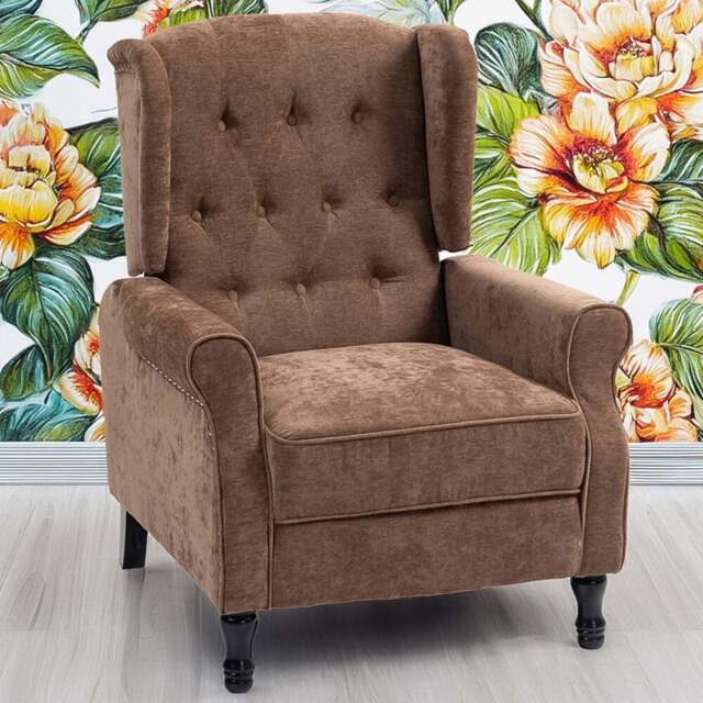 HOMCOM Brown Manual Recliner Armchair Recliner with Footrest - Size: Single - Wilko - image 1