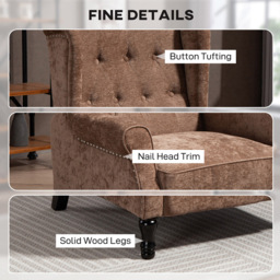 HOMCOM Brown Manual Recliner Armchair Recliner with Footrest - Size: Single - Wilko - thumbnail 7