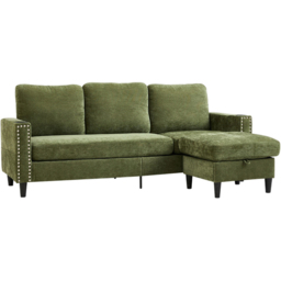 Living and Home 4 Seater Green Chenille Sofa with Footstool and Cup Holders - Wilko - thumbnail 3