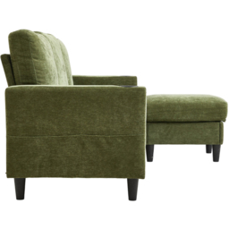 Living and Home 4 Seater Green Chenille Sofa with Footstool and Cup Holders - Wilko - thumbnail 4