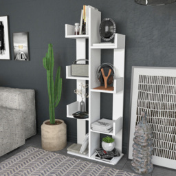 Decorotika Lui 8 Shelf White Tall Tree Style Bookshelf - Size: 137 x 50 x 22cm - Wilko - thumbnail 4