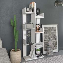 Decorotika Lui 8 Shelf White Tall Tree Style Bookshelf - Size: 137 x 50 x 22cm - Wilko - thumbnail 1