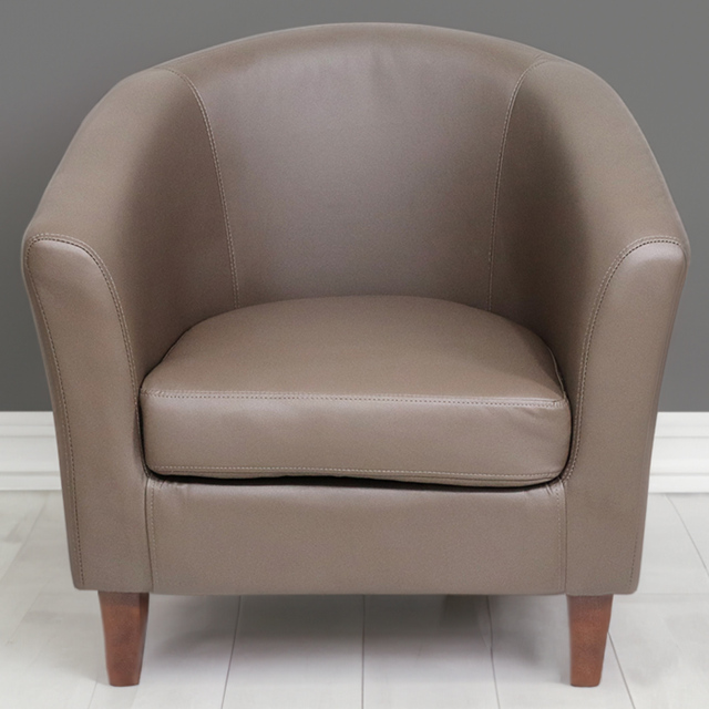 Brooklyn Chocolate Faux Leather Tub Chair - Size: Single - Brown - Wilko - image 1