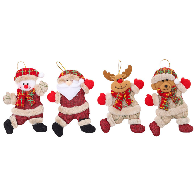 Living and Home Snowman Santa Claus Christmas Tree Ornament 4 Pack - Red - Wilko - image 1