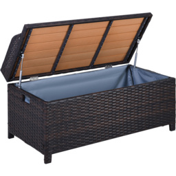Outsunny 2 Seater Storage Bench with Brown Cushion - Size: 102 x 51 x 52cm - Wilko - thumbnail 3
