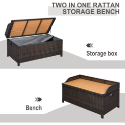 Outsunny 2 Seater Storage Bench with Brown Cushion - Size: 102 x 51 x 52cm - Wilko - thumbnail 7