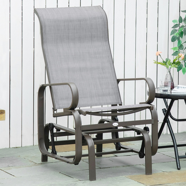 Outsunny Grey Metal Outdoor Gliding Rocking Chair - Size: 74 x 19 x 57cm - Wilko - image 1