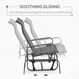 Outsunny Grey Metal Outdoor Gliding Rocking Chair - Size: 74 x 19 x 57cm - Wilko - thumbnail 5