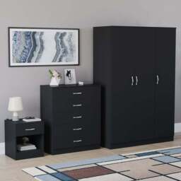Vida Designs Riano Black 3 Piece Bedroom Furniture Set - Wilko - thumbnail 1