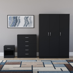 Vida Designs Riano Black 3 Piece Bedroom Furniture Set - Wilko - thumbnail 3