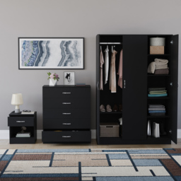 Vida Designs Riano Black 3 Piece Bedroom Furniture Set - Wilko - thumbnail 4