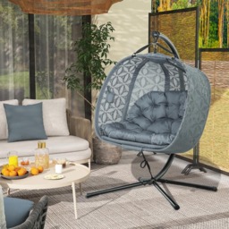 Outsunny Charcoal Grey Double Hanging Swing Chair - Size: 172 x 103 x 139cm - Wilko - thumbnail 4