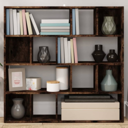 vidaXL 12 Shelf Smoked Oak Bookcase - Brown - Wilko - thumbnail 1