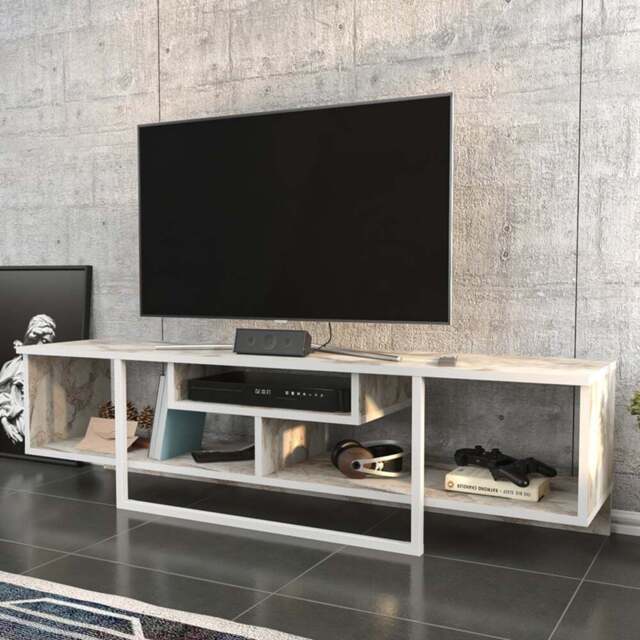 Decorotika Asal 3 Shelf Ephesus and White Modern TV Unit - Size: 40 x 149.4 x 35.2cm - Wilko - image 1